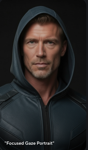 Portrait of Matrix Samurai in a dark hood
